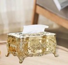 Luxury Tissue Box Cover Vintage Gold Decorative Holder