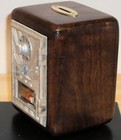 Vintage Post Office Box Door Bank-1940 s Wwii Eagle-walnut-beveled Glass