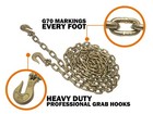 G70 Transport Binder Chain 1 2 Inch X 10 Foot Safety Grab Hook Tie Down Grade 70