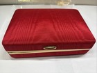 Vintage Mele Fashion Jewel Case Red Fabric Jewelry Box W  Mirror New Old Stock