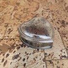 Vintage Silvertone Heart Shaped Hinged Trinket Box W  Pink Velvet      