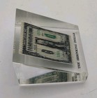 Vintage The Shrinking Dollar Bill Encased In Lucite Paperweight 