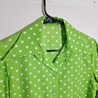 Vintage 1970s Lime Green Polka Dot Blouse Retro 70s Dagger Collar Button Up M