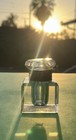 Faceted Clear Crystal Glass Antique Inkwell Brass Rim Crystal Lid 3   x 2     Fine