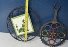 Vintage Painted Cast Iron 9  Trivet Primary Colors On Black Primitive Style Plus