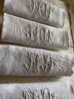 Set 4 Antique French Pristine White Damask Napkins Monogram Nd C1900s