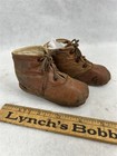 Antique Tiny Shoes Baby Child Soft Brown Leather High Lace Original Mid 19thc 