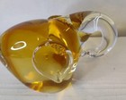 Elephant Hand Blown Art Glass Clear To Amber Figurine Paperweight