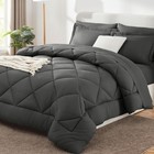 Modern 7-piece Bed In A Bag Queen Comforter Set - Soft   Cozy In Dark Grey