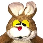 Vintage Easter Bunny Puppet Rabbit Plush Stuffed Animal Silly Face Korea 1981