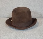 Vintage Men s Brown Felt Fedora Hat Jewel Decor Gangster Ranchwear Western