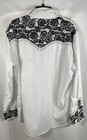 Scully Men s White Black Floral Embroidery Snap Western Shirt Size Xl