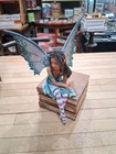 Book Fairy Figurine Seated On Stacked Books Fantasy Statue Decor