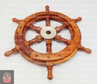 Ship Wheel Wood   Brass Nautical D  cor Handmade Captains 12  Steering Wheel Gift