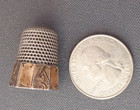 Antique Thimble Sterling Silver   Gold Etched 10 Side Star Hallmark No Monogram