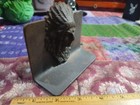 Vtg Cast Iron Native American Indian Chief Head Bookend 3 75  3d Rustic