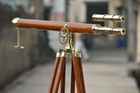 Telescope 39 Inch Solid Brass With Wooden Tripod Stand Floor Standing Handcraft