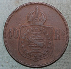 Brazil 1875 Bronze  40 Reis  Pedro Ii    99    Tracked Shipping