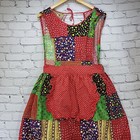 Vtg 70s Patchwork Hostess Apron Full Colorblock Housedress Prairie Hippie Flaw