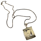 Artist Signed Sterling Silver Etched Wolf Pendant 25  Chain Navajo Native Animal