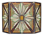 Tiffany Style Stained Glass Mission 3 Section Fireplace Screen   One This Price