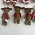 Miniature Jointed Teddy Bear Plush 3 5    Christmas Hats Santa Claus Reindeer Lot