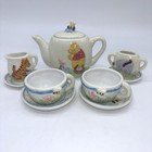 Vintage 1990s Disney Classic Pooh Mini Tea Set Porcelain W  Wicker Basket