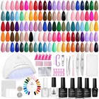 68 Pcs Gel Nail Polish Kit With Uv Light  35 Colors  Base   Top Coat  Soak Off M