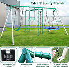 Heavy Duty Metal Swing Set With 2 Swings Ladder And Monkey Bar For Kids Backyard