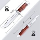 Flissa 2pc Fixed Blade Bowie Knife Full Tang Hunting Knife Leather Handle Sheath