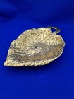 Vintage Weeping Bright 22k Gold Hand Painted Leaf Dish Hollywood Regency 