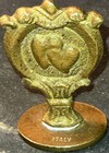Vtg Mid-century Italian Brass Double Heart Wax Seal Desk Stamp - Made In Italy