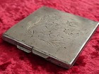 Antique Silver Powder Box Puff 875 Vintage 30s Hand Cut Flowers 105g Soviet Ussr