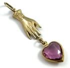 Heart Charm Necklace Pendant Vintage Purple Heart Victorian Style Hand Charm