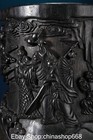 5 6  Old Chinese Ebony Wood Carving Dynasty Palace People Scenery Brush Pot