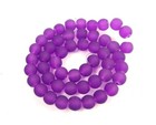 50 Czech Frosted Sea Glass Round   Rocaille Beads Matte - Dark Violet 6mm