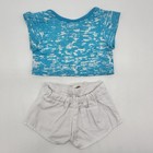 Build A Bear Teal White Keyhole Camo Shirt White Shorts Teddy Clothes Outfit Set