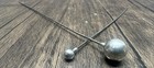 Antique Sterling Silver Stick Pin Pair Vintage Victorian Ball Orb Lapel Hat 