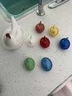 Vintage Rare Lot Of 8 Chicken Hen On The Nest Glass Decorations 