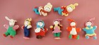 Set Of 8 Vintage 1960s Mini Amigurumi Crochet 2  Dolls With Silk Faces   a