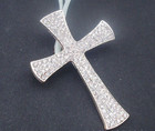 Unisex Silver Full Clear Rhinestone Big Cross Brooch Pin Shawl Scarf Pin