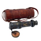 Vintage Brass Pirate Spyglass Telescope With Engraved Leather Case For Gift  
