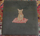 Antique 170  Year Old First Empire Large Footstool With Original Dog Needlepoint