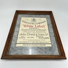 Vtg 1970s Dewar s White Label Scotch Whisky Framed Bar Mirror Sign 17x22 Mcm