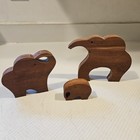 Wood Elephant Family 3 Pieces Puzzle Like Decoration