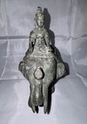 Vintage 1950s Asian Warrior Riding On Elephant Bronze Brass Sculpture Statue