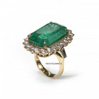 Art Deco Style Vintage 10ct Lab Emerald Cut Cluster Engagement Ring 14kt Gold Fn