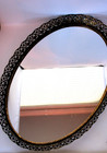 Vintage Vanity Mirror Feligree Tray Dresser Oval Tray Or Wall  16 l X 11 5  W