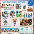 114 Pcs Toy Story Party Decorations Tableware Set Napkin Balloon Plates Backdrop