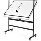 Double-sided Mobile Whiteboard With Accessories 48 X 36 In Dry Erase Board Black
